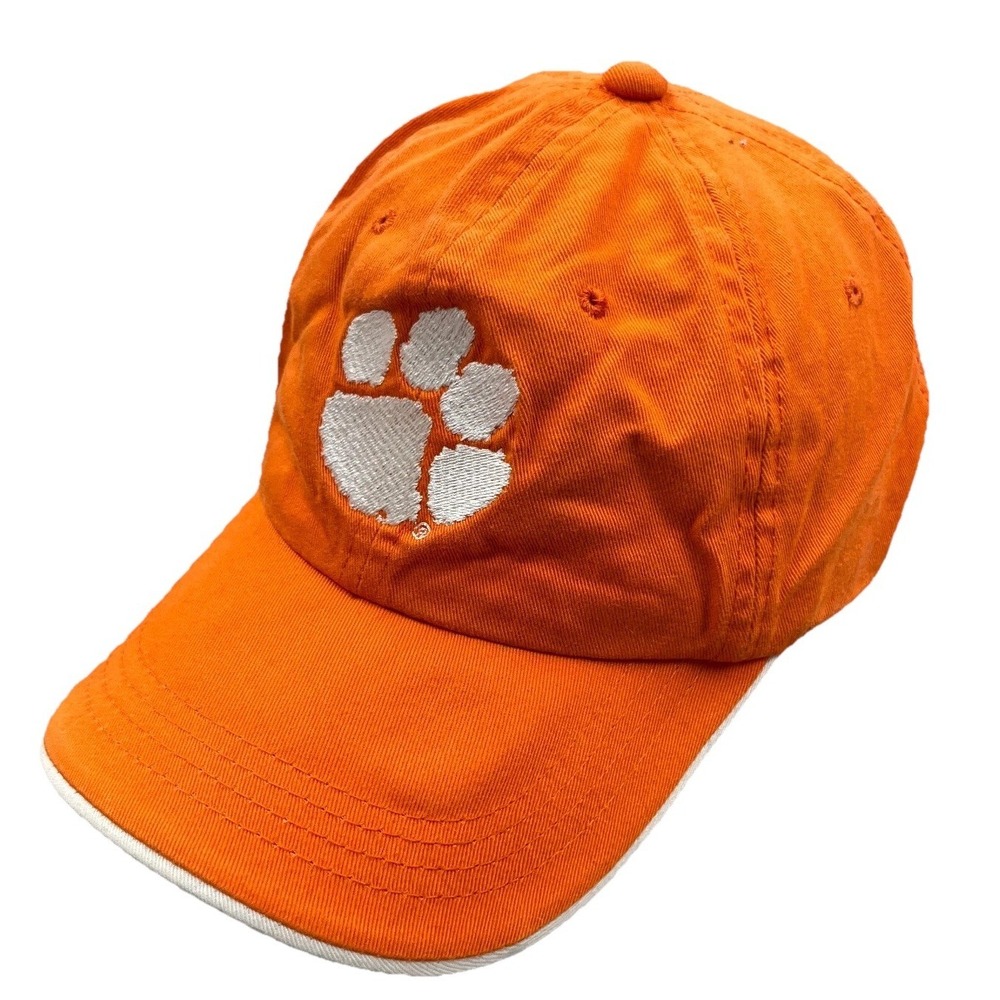 Clemson Tigers Hat Cap Strap Back Orange White Dad Base Ball Plain Paw Logo Mens